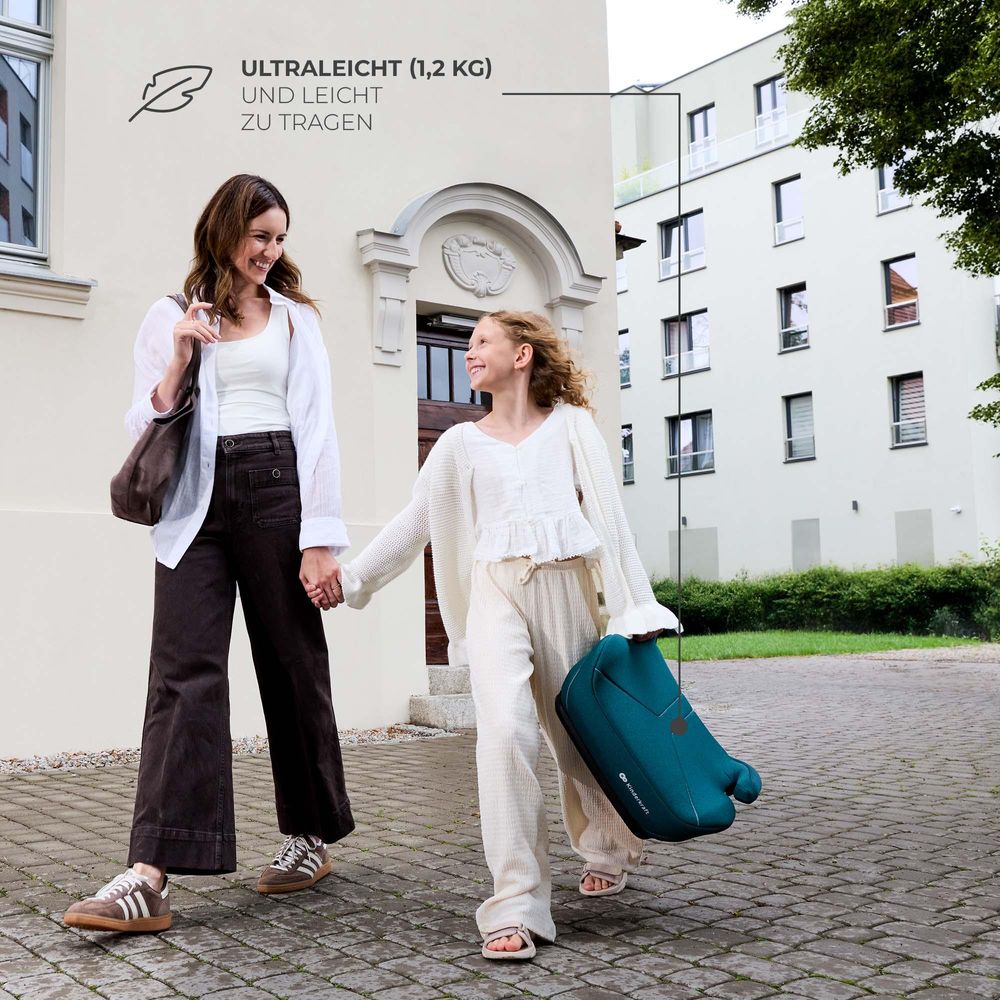 Kinderkraft I-BOOST 2 i-Size Autositz 125–150 cm, R129, 1,2 kg, ultraleicht, mit Armlehnen & abnehmbarem Bezug, Schwarz