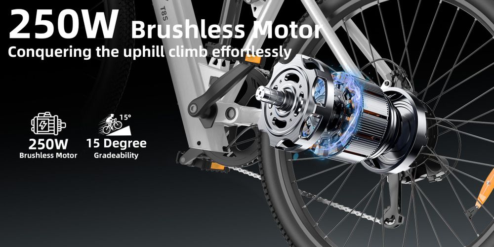PiXELPiLOT T8S E Bike, Trekking E-Bikes Doppelte Federung, 250W Pedelec, 48V 8Ah Akku, Shimano 7-Gang, LED-Licht, LCD Display
