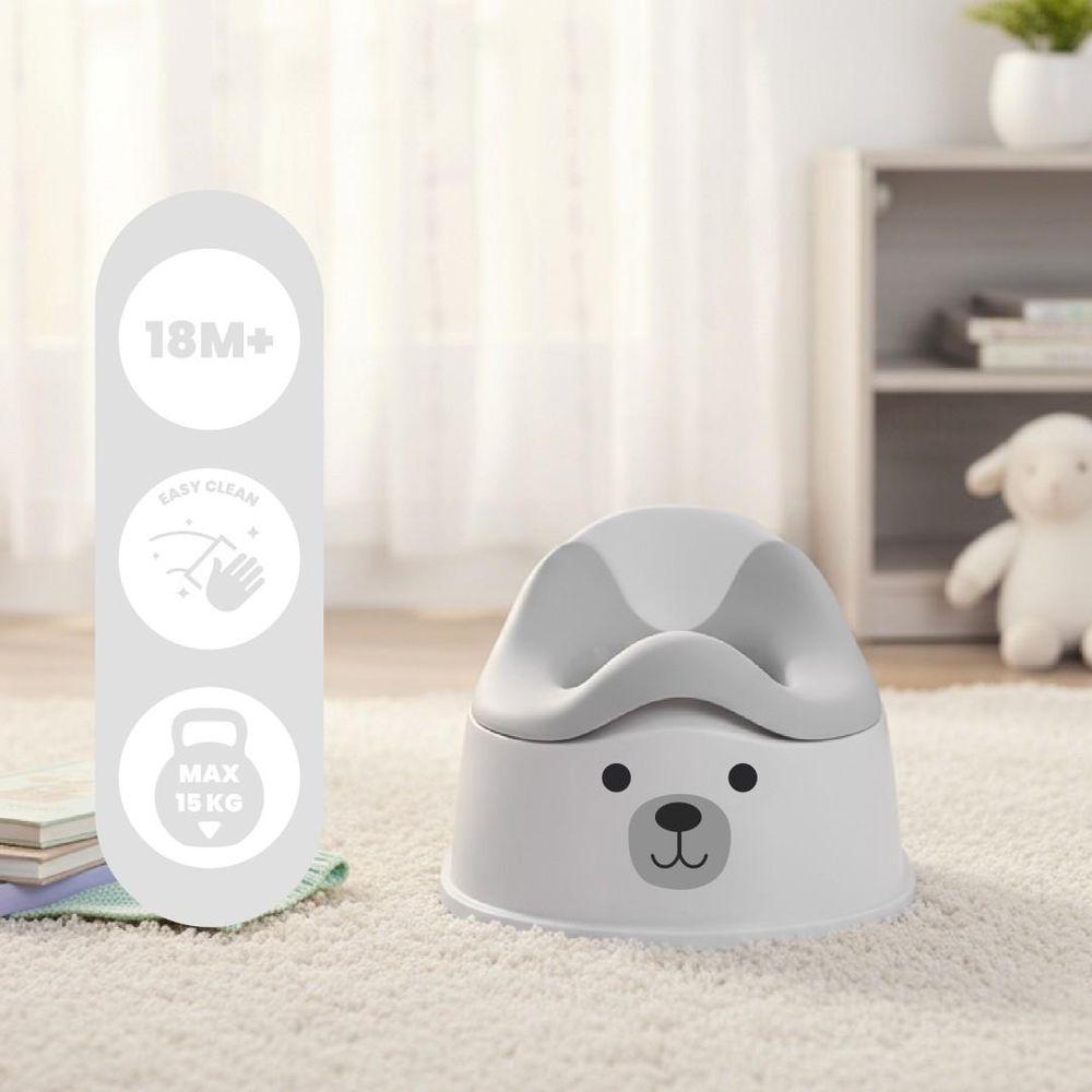 Vasino SUN BABY in ambiente domestico con icone di età, pulizia e peso massimo.