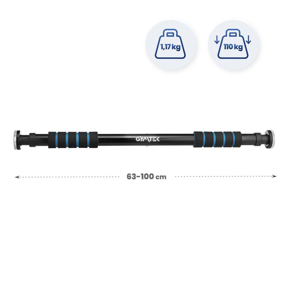 GYMTEK Stange für Klimmzüge, Maße 63–100 cm, Belastbarkeit 110 kg