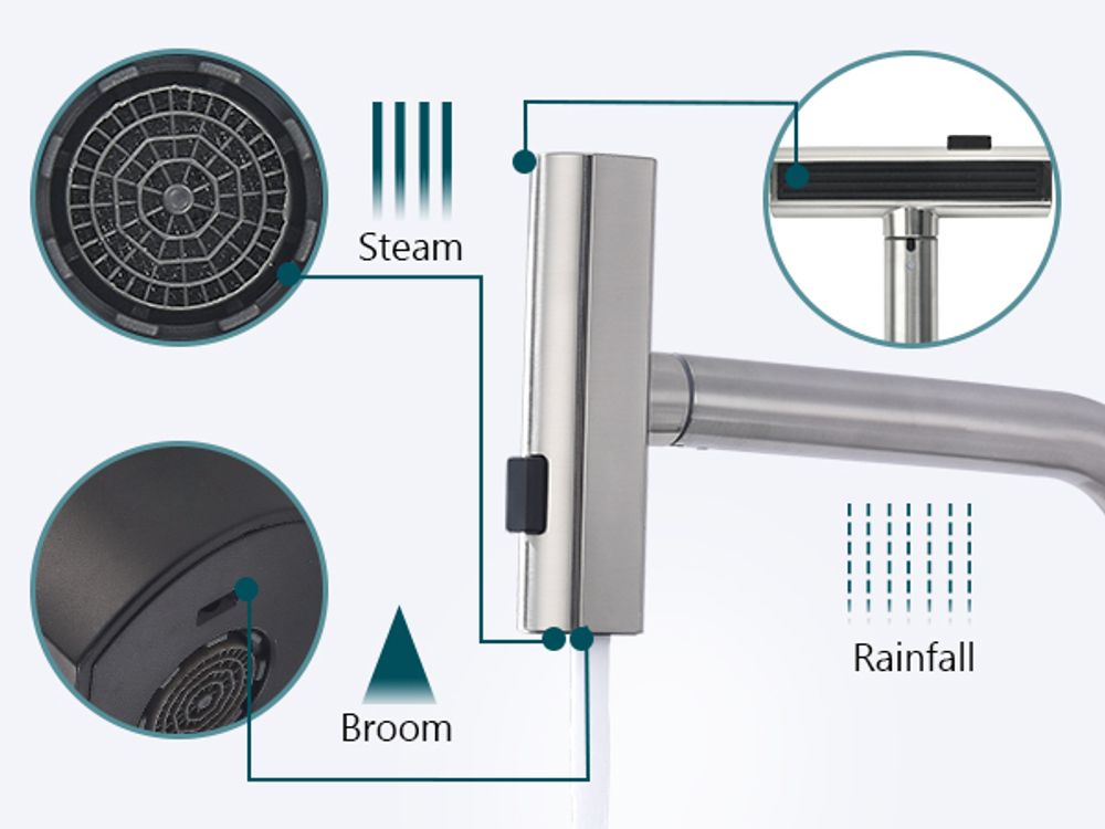 Homelody Küchenarmatur Edelstahl – 360° Schwenkbare Ausziehbare Spültischarmatur mit 3-Funktion-Brause, Wasserhahn Küchen für Flexibles Arbeiten