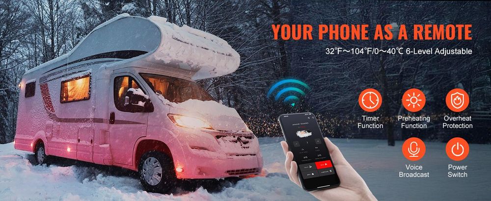 VEVOR 5-8KW Dieselheizung, 12V/24V All-in-One Diesel-Luftheizung, Bluetooth APP-Steuerung, Fernbedienung und Display, CO-Alarm, schnelle Heizleistung, tragbare Dieselheizung für Fahrzeuge, Garage, Vertikaler Typ, Ja-a