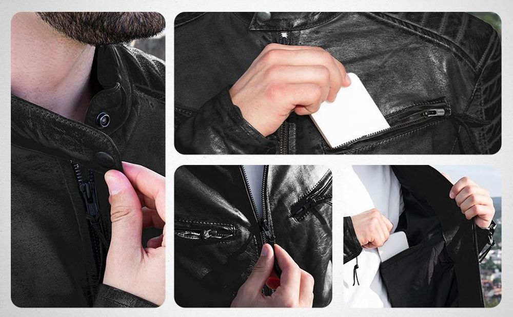 PAULGOS Herren Lederjacke Echtes Leder Jacke Echtleder Übergangsjacke Fashion in 5 Farben Gr. S-7XL Design 2