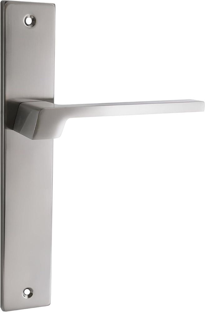 Domino Türgriff Blind Drückergarnitur Langschild für Zimmertür, Bürotür, Kellertür, Innentür, L-Form, Aluminium Nickel CANTORO M9