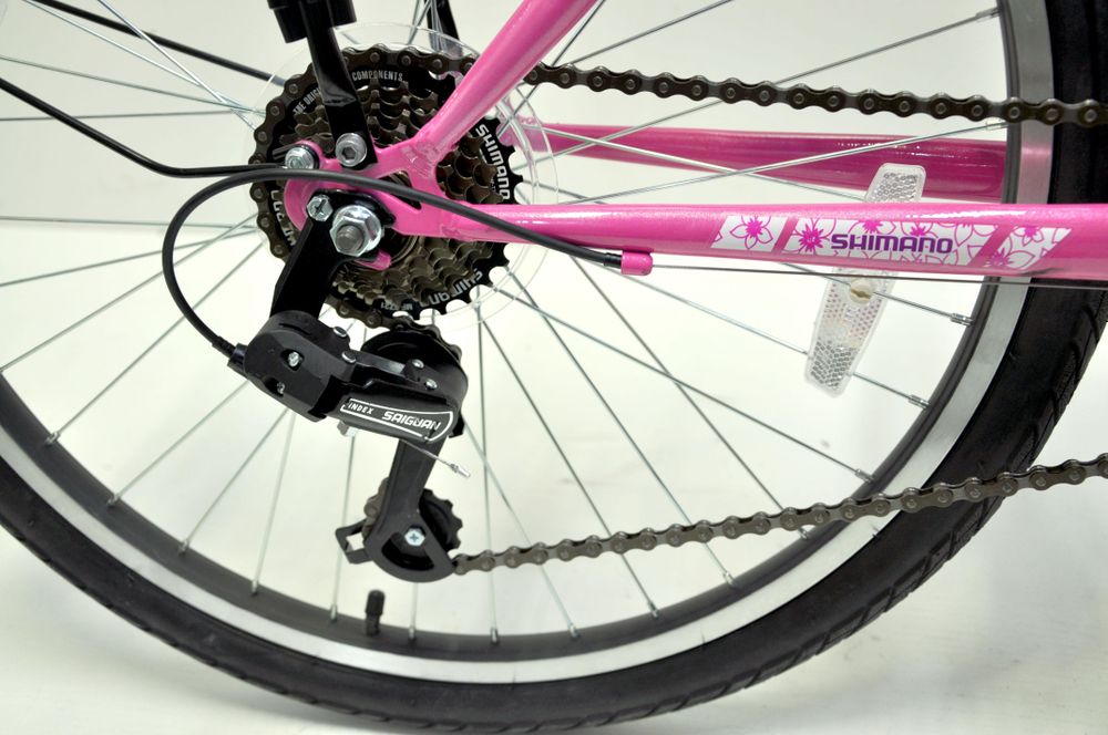 Talson Mädchen-Fahrrad 24 Zoll, 21-GG-Shimano, mit Beleuchtung und Gepäckträger, Farbe Rosa