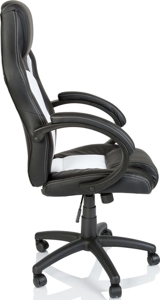 TRESKO Racing Chefsessel Bürostuhl Drehstuhl Sportsitz Bürosessel Schreibtischstuhl schwarz/weiß