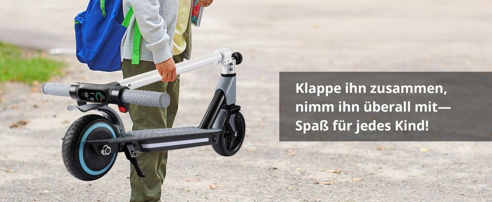 Elektroroller Kinder Mit LCD-Anzeige, Schutzhülle, 3 Geschwindigkeitsstufen, 8KM Reichweite, Klappbar E Scooter Für kinder 6-12 Elektroscooter Schwarz