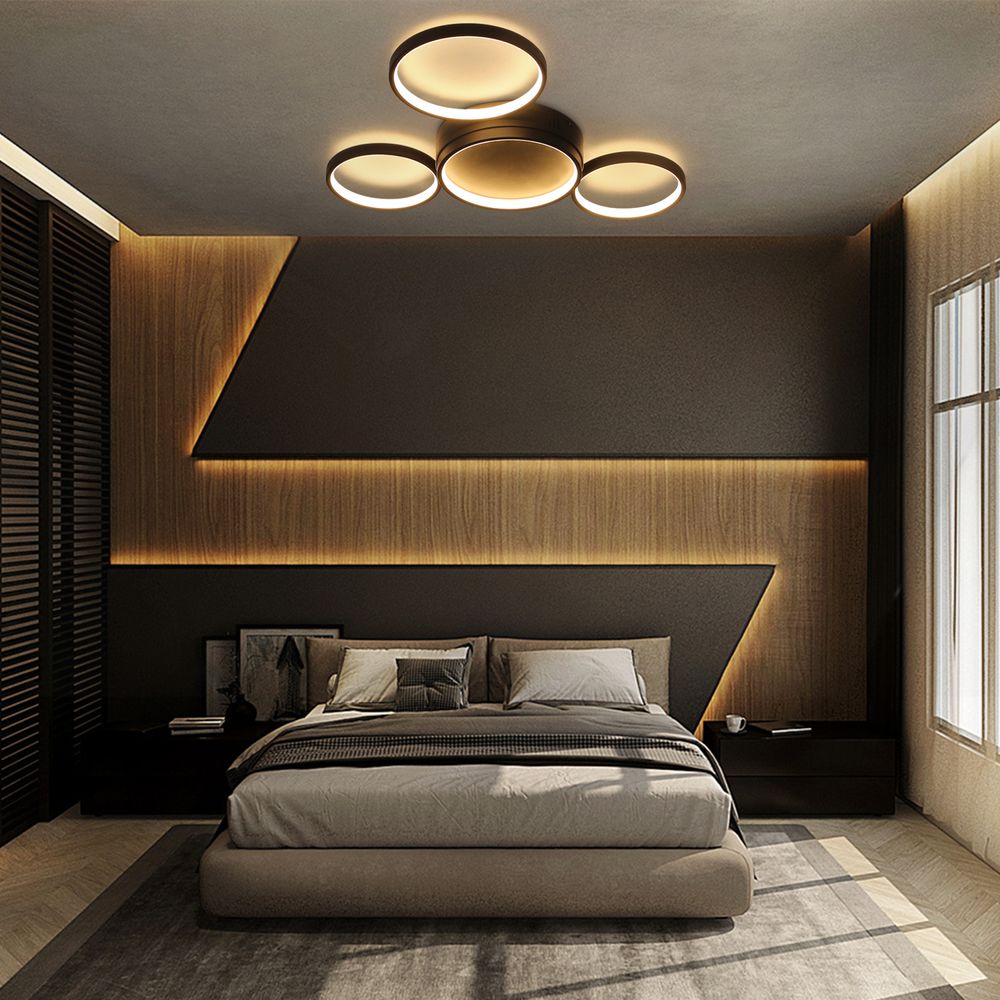 ZMH LED Deckenleuchte Weiß Warmweiß Wohnzimmer Modern Ring Design 4 Flammig 29W  für Schlafzimmer Büro Kinderzimmer Esszimmer