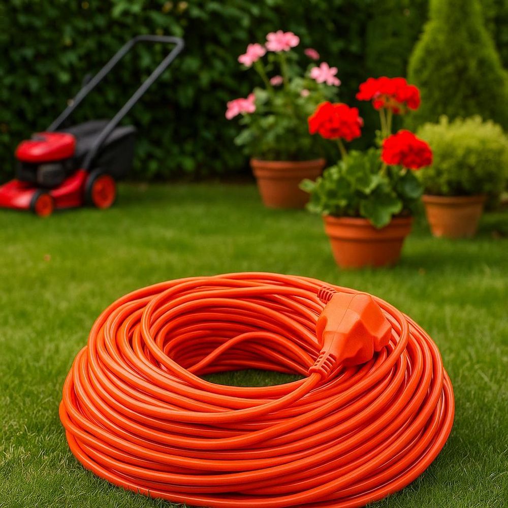 SEVICO Verlängerungskabel 50m Stromkabel Verlängerung IP44 SCHUKO Orange Garten Kabel V8
