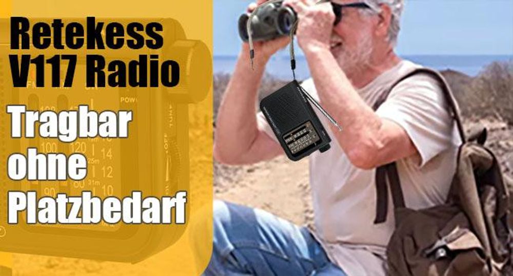 Retekess V117 Radio mit Batteriebetrieben, Klassisches Radio, FM AM SW Tragbares Radio, Großes Display-Zifferblatt, Geschenke für ältere Menschen