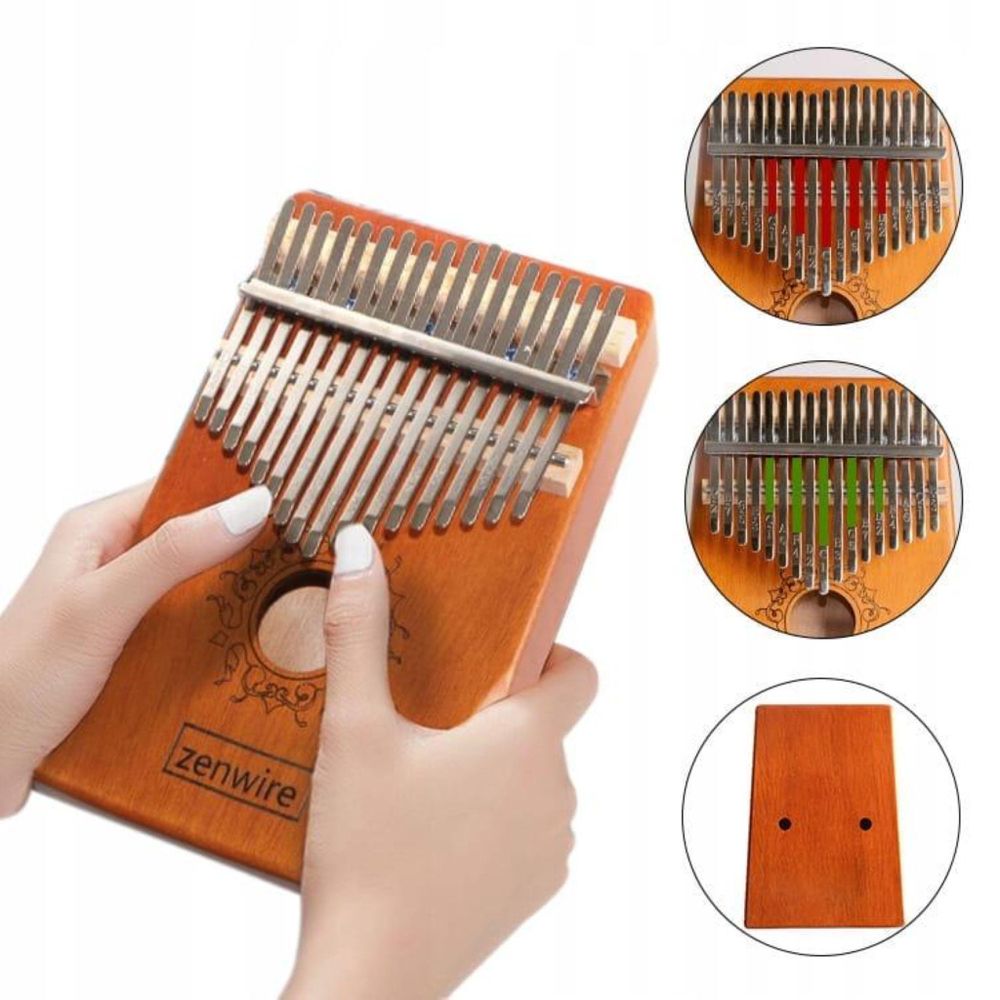 Kalimba - instrument afrykański - 17 klawiszy - drewno brązowe - Zanza Mbira - pianino kciukowe