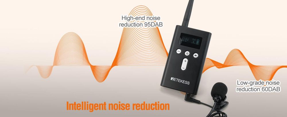 Bezdrátový průvodcovský systém Retekess T130P, T130 (3.0), stupňovitá redukce šumu, dosah 160 m, systém Audio Whisper pro turistické zájezdy, vysílačka