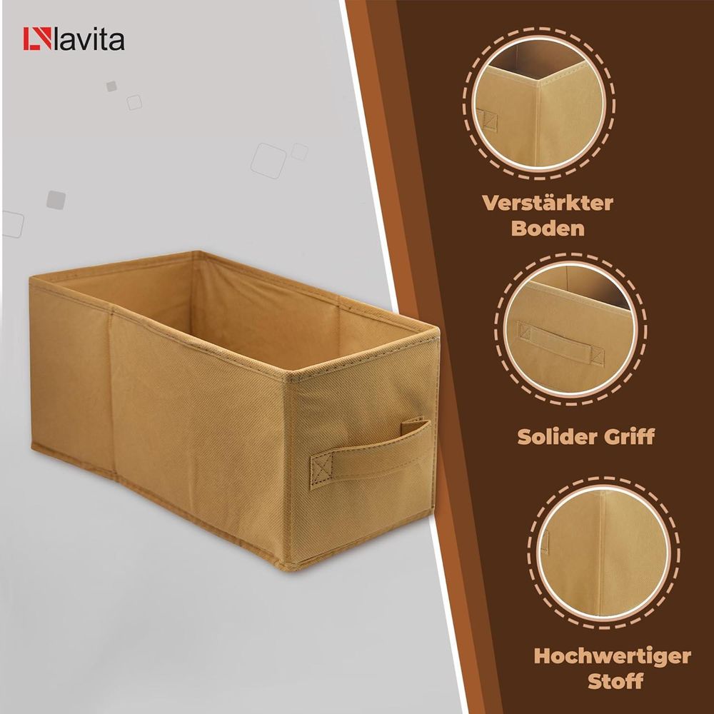 Lavita Storage Box | faltbare Aufbewahrung Boxen 15 x 31 x 15 cm | Schubladen-Organizer Box| Ordnungssysteme für Kleidung | Kleideraufbewahrung & Organisation | Hellbraun | 6 stück