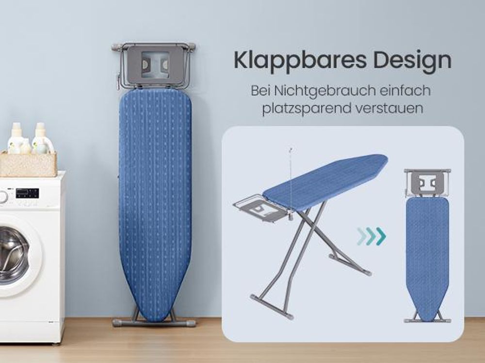 SONGMICS Bügelbrett, Bügeltisch höhenverstellbar, klappbar, mit Kabelhalter
