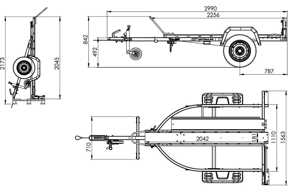 Motorradanhänger 225X111 Unitrailer Rider 1 Zgg 450 Kg