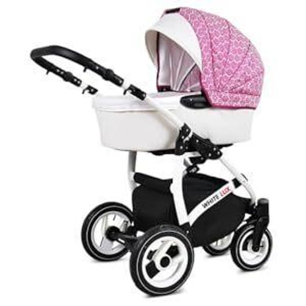 Kocárek 2v1 BabyLux White Lux Sweet Pink