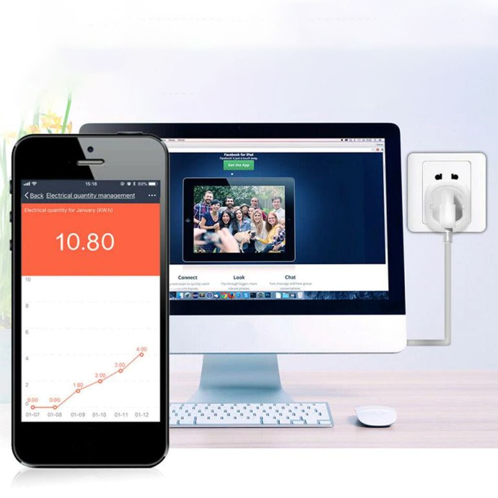 Smart Home Funksteckdosen Indoor Plug WiFi WLAN Berührungsschutz Steckdose Schaltbare Innenbereich Google Alexa Assistant Büro Arbeitszimmer EU Retoo