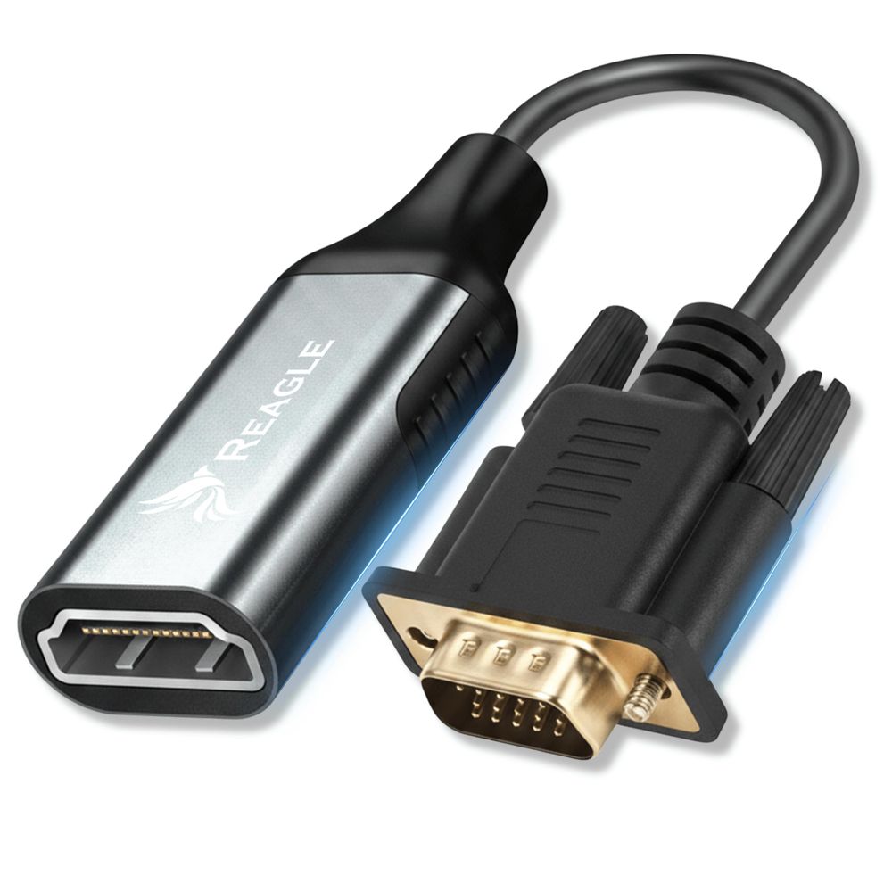 Reagle VGA zu HDMI Adapter Kabel Konverter Full HD 1080p 60Hz D-Sub – VGA → HDMI Signalumwandlung Aktiver Konverter