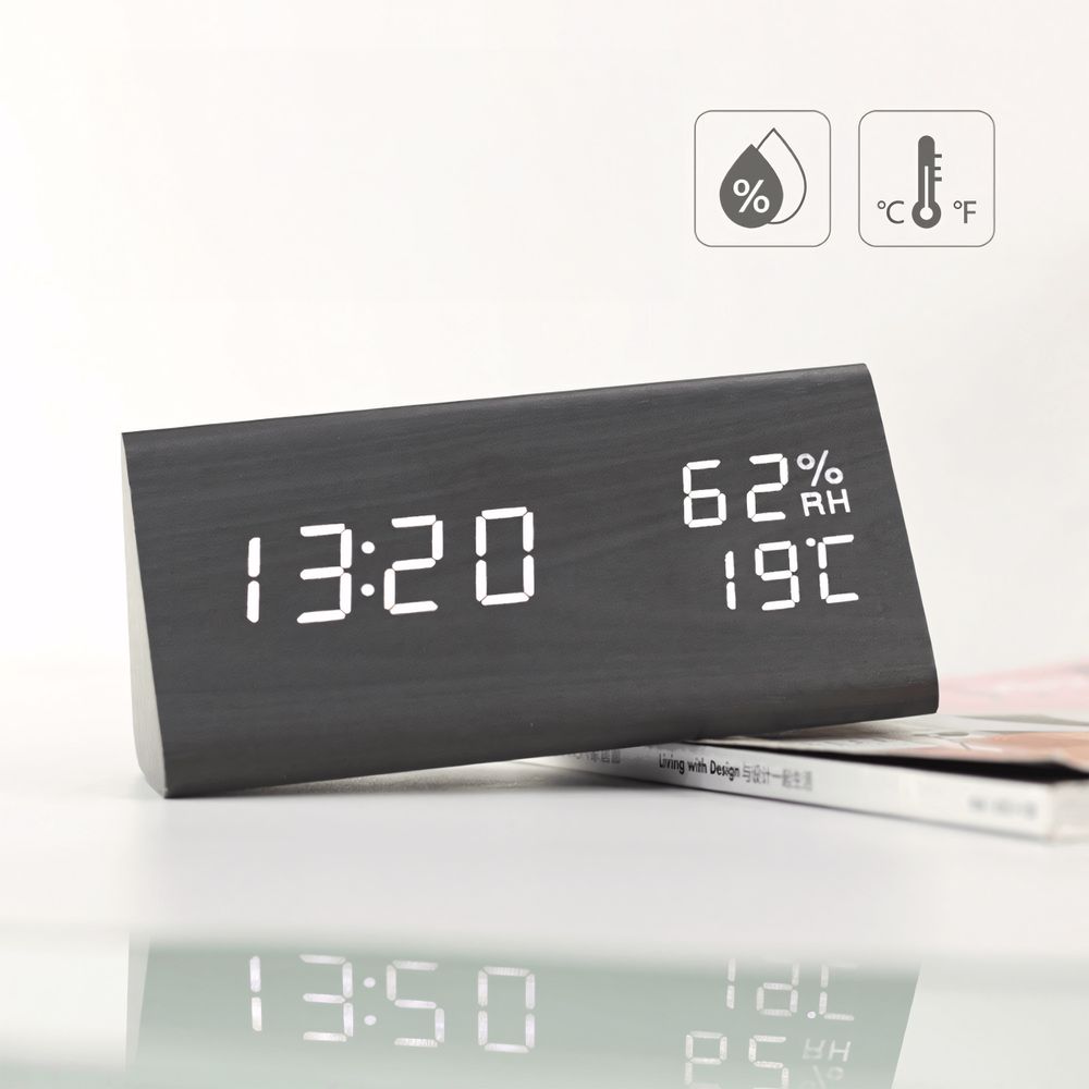 Digitaler Wecker LED Digital Digitaluhr Wanduhr Datum 12h 24h USB Temperatur Alarm Clock Schlafzimmer Wohnzimmer Küche Büro Dimmbar Zeit Holz Retoo