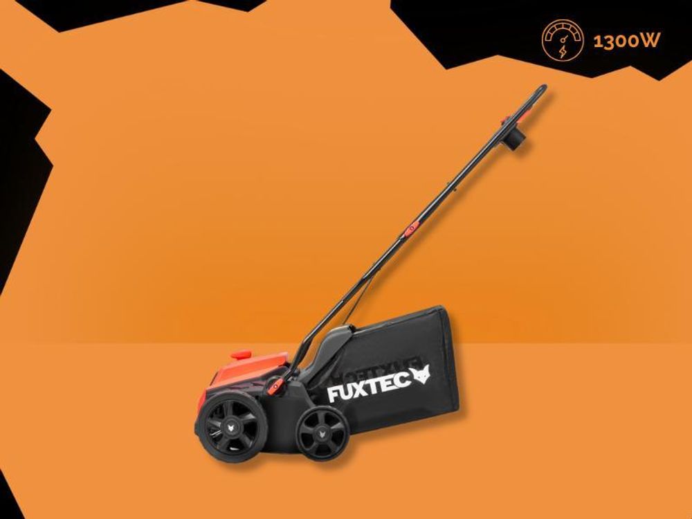 FUXTEC Elektro-Vertikutierer FX-EV320ECO - 32cm Arbeitsbreite | Rasenlüfter 1300 W | Tiefeneinstellungen von -12 bis +10 mm | 40 L Grasfangkorb