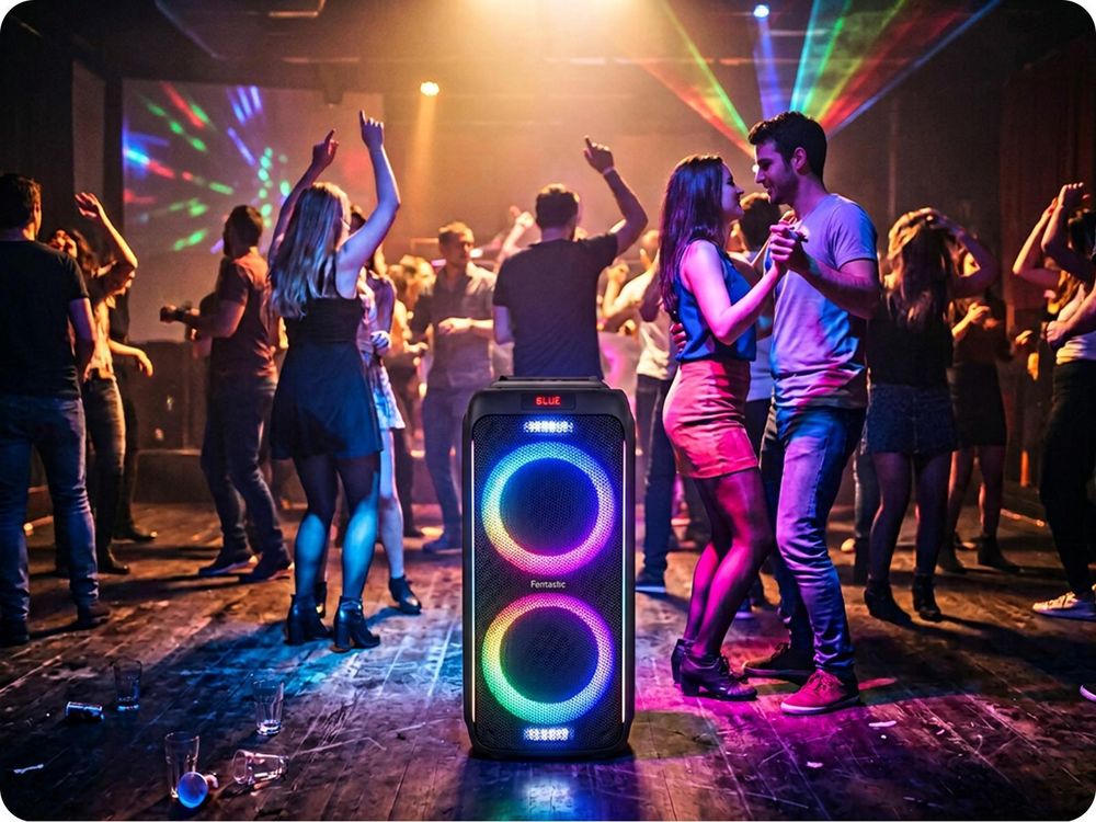 Fontastic Party-Lautsprecher Zeal 600 - Bluetooth Lautsprecher mit USB-Wiedergabe, AUX und MicroSD  - Karaoke Box mit Mikrofon - tragbares Soundsystem