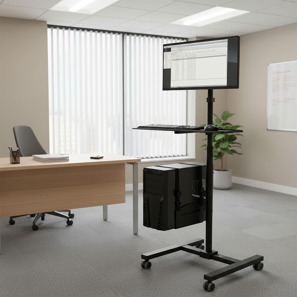 Profi Standfuss Trolley Rollwagen für Monitor Tastatur Computer Höhenverstellbar