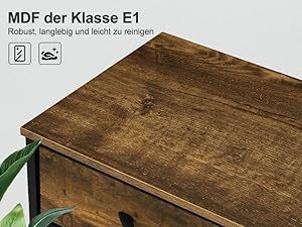 WOLTU Kommode mit 7 Schubladen aus Stoff, Sideboard, Metallrahmen, Industrial Stil