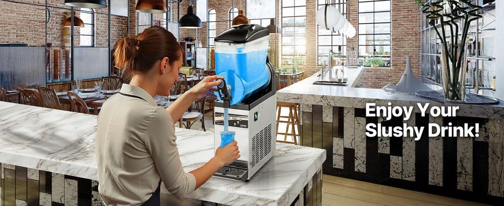 VEVOR Gewerblicher Gefrorener Getränkemacher, 15Lx3 Dreifachtank Slushy Maschine, 180 Tassen Edelstahl Margarita Smoothie Gefrorener Getränkemacher, Slushie Maker für Hauspartys Restaurants Cafés Bars, Einzelzylinder, 1x15 L