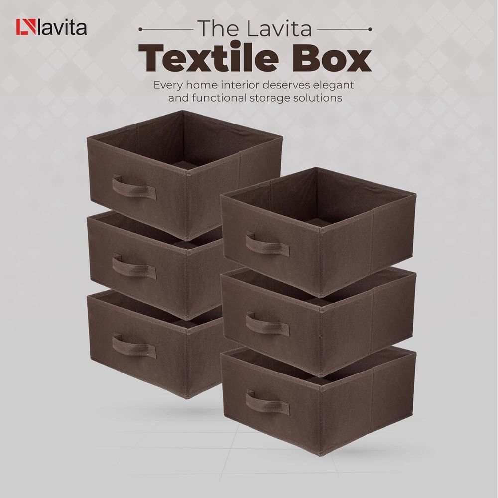 Lavita Storage Box | faltbare Aufbewahrung Boxen 31 x 31 x 15 cm | Schubladen-Organizer Box| Ordnungssysteme für Kleidung | Kleideraufbewahrung & Organisation | dunkelbraun | 6 stück