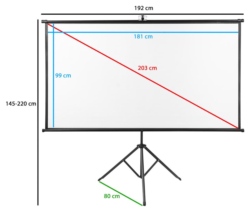 SEVICO Beamer Leinwand 16:9 Projektionswand Rolloleinwand + Stativ 4K Rolloleinwand Präsentationswand Full HD V145