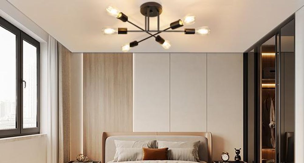 ZMH lampa sufitowa 6 zródeł światła lampa sufitowa E27 lampy sypialniane czarna lampa do salonu korytarza balkonu kuchni bez żarówek