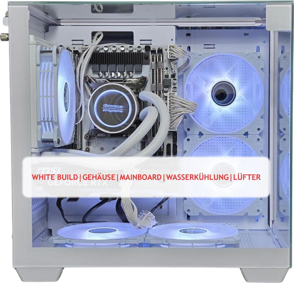 Gaming PC WHITE | NVIDIA RTX 5060 | 128GB RAM 2TB SSD | Intel 18 Core | RGB Lüfter mit Fernbedienung | Wasserkühlung | WLAN 5 | Win 11 | TPM 2.0