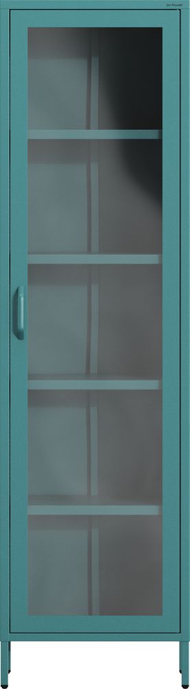 Vitrinenschrank Bücherschrank mit 4 Fachböden Vitrine Glitzernd Metall Flaschengrün