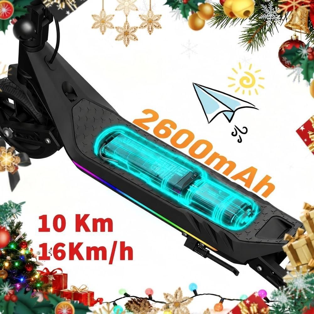 Elektroroller Für Kinder, Faltbarer E-scooter 16km/h, City Kinderroller Für Kinder 6-12 Jahren,10 km Reichweite, 130W, U8 Elektroscooter Schwarz