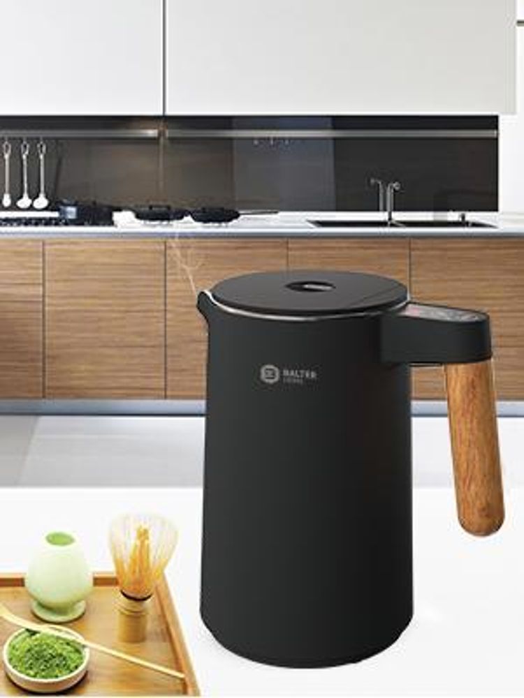 Balter Wasserkocher Edelstahl mit Temperatureinstellung 1,5L, 2200W, BPA-frei, LED-Display, Temperaturwahl 45°C-100°C, Abschaltautomatik, Schwarz