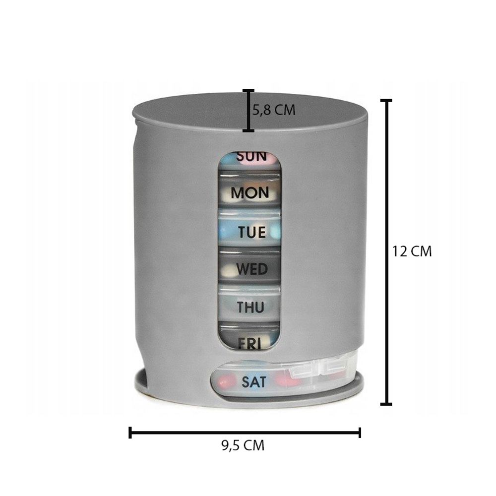Tablettenbox 7 Tage Pillendose Medikamentendispenser Wochendispenser Tablettendispenser 4 Fächer Pillenbox Medikamenten Dosierer Medikamentenbox Grau Retoo