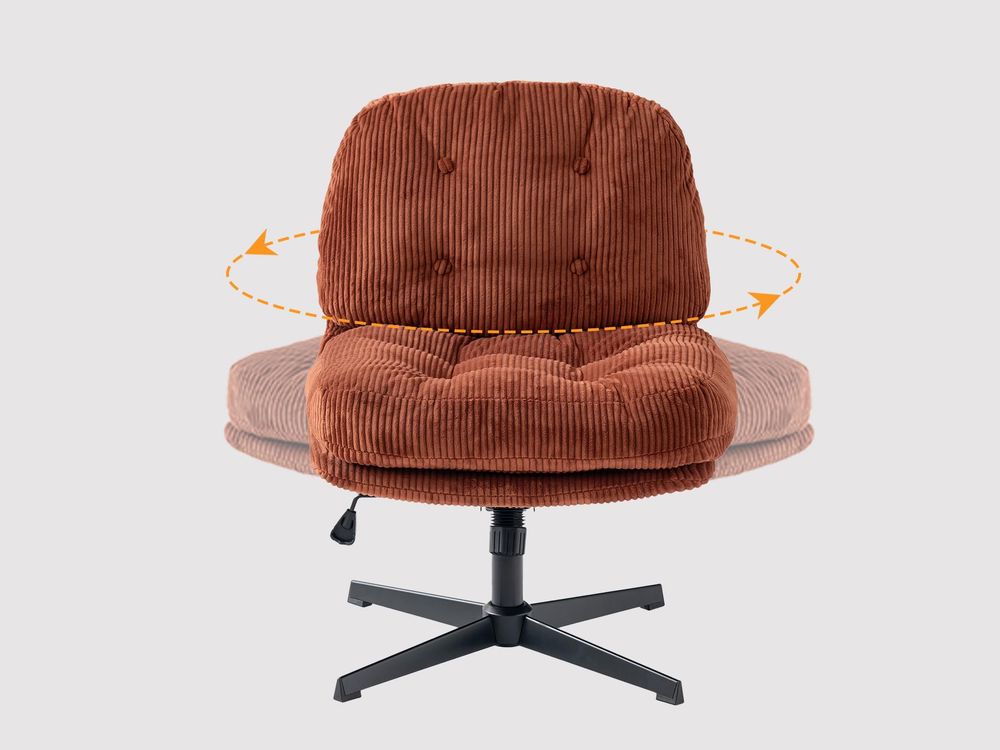 Meubles Cosy Drehbarer und verstellbarer Loungesessel aus ziegelrotem Cord - ALINTONEX