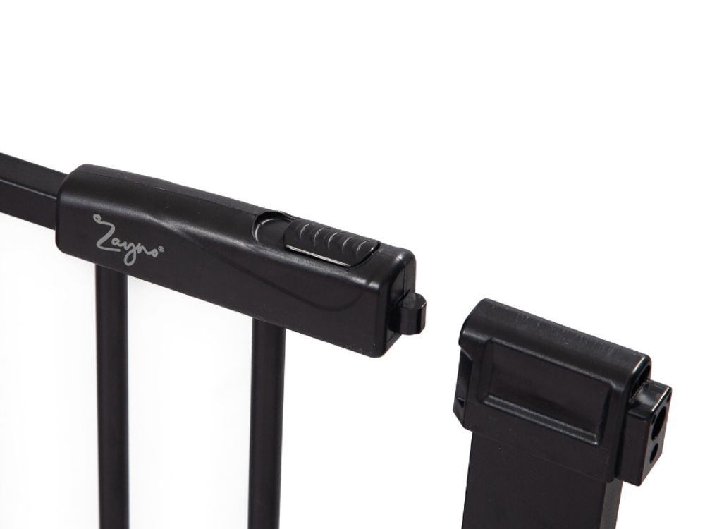 Zayno® Türschutzgitter Breite 76 bis 83 cm in Schwarz Matt inkl. Türrahmenschonern | Kindersicherung und Haustierschutz selbstschließend