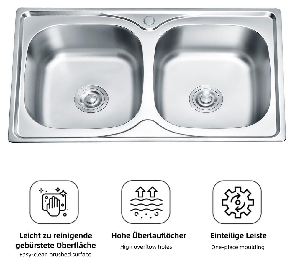 Doppelspüle Küchenspüle Silber – Einsatz