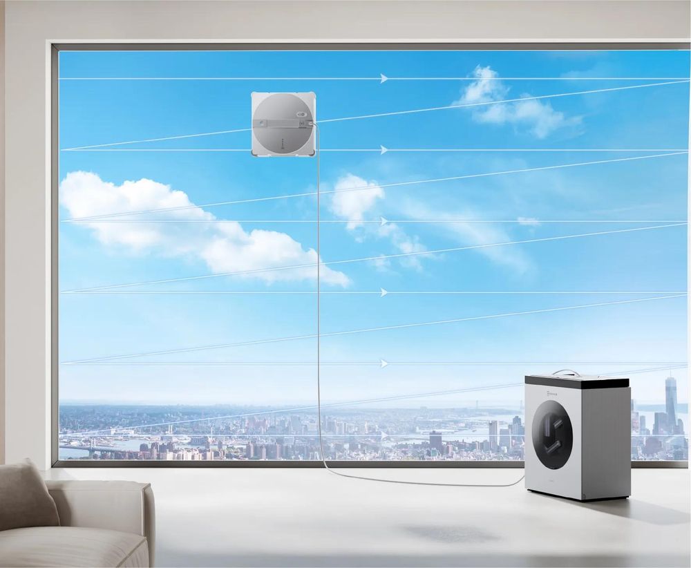 ECOVACS WINBOT W3 OMNI Fensterputzroboter mit Multifunktionsstation mit 2pcs Original Fensterreinigungsflüssigkeit, App-Steuerung