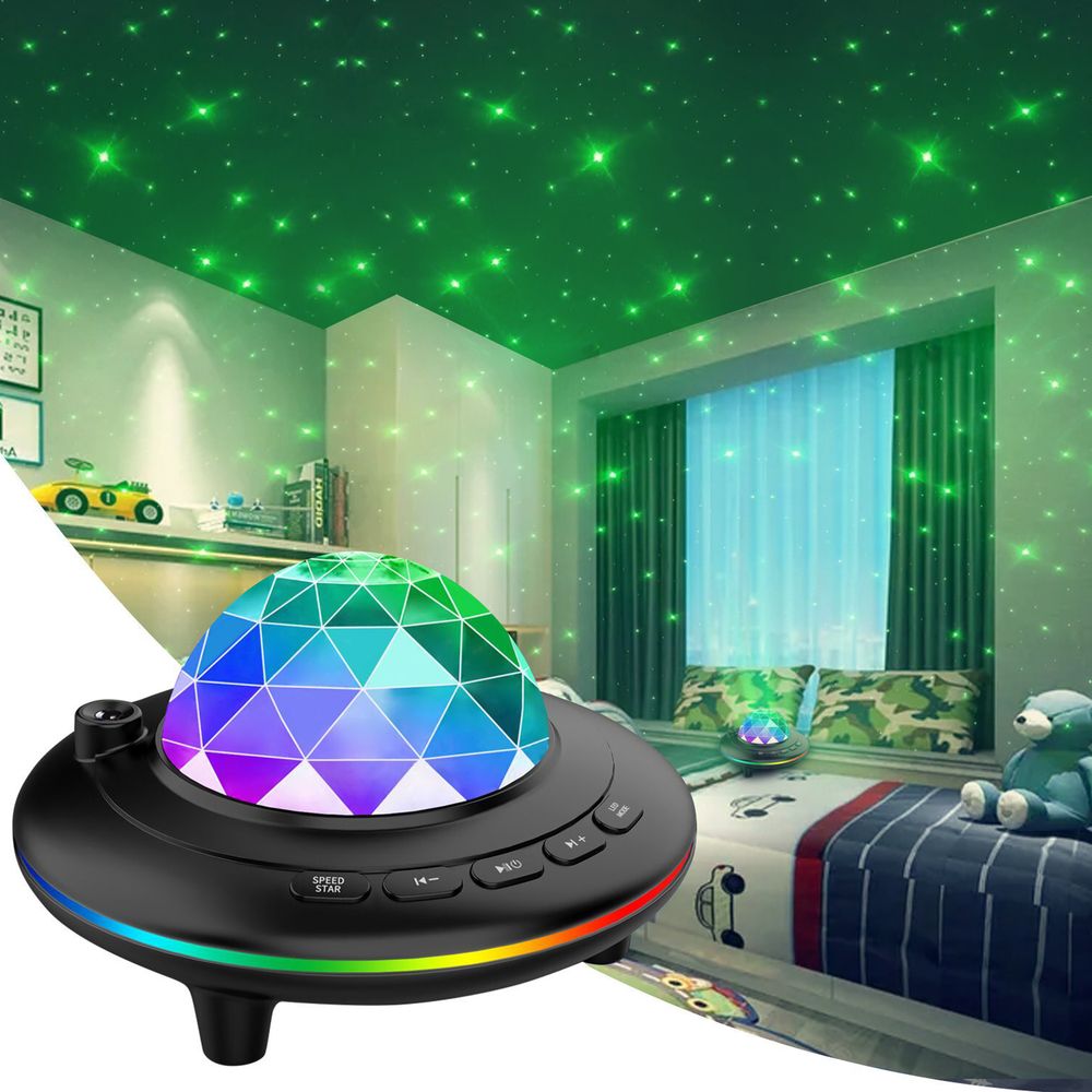 LED Sternenhimmel Projektor, Nachtlicht mit Sternen und Galaxis Effekten, Bluetooth Lautsprecher, Fernbedienung, Timer, RGB Farben Retoo