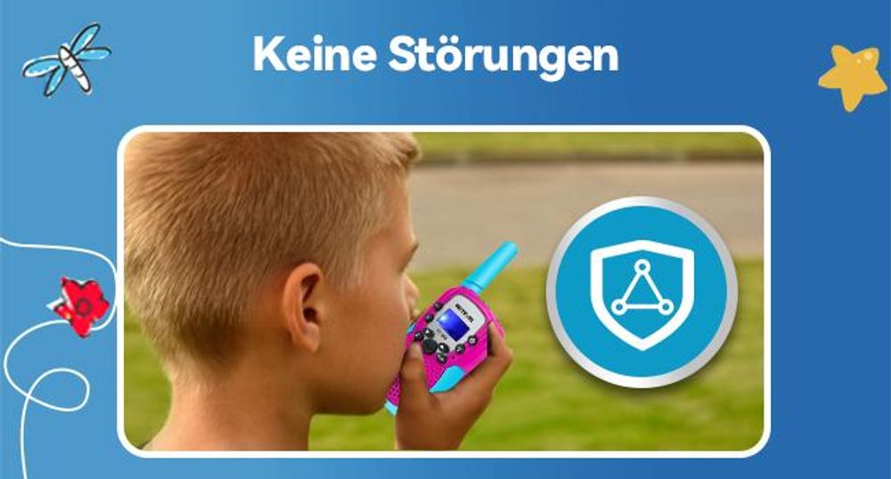 Retevis RT388 Walkie Talkie Kinder, Geschenke für Kinder ab 4-12 jahre, VOX, 10 Ruftöne, DCS/CTCSS, Spielzeug mit Taschen für Camping