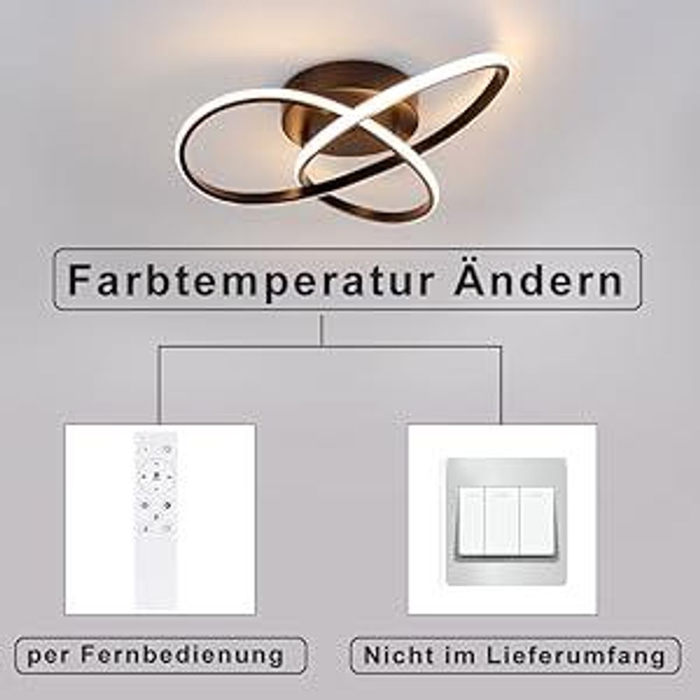 ZMH Lampada da soffitto Dimmerabile a LED nero con telecomando 40CM 33W Moderna lampada di design geometrico per soggiorno camera da letto cucina corridoio