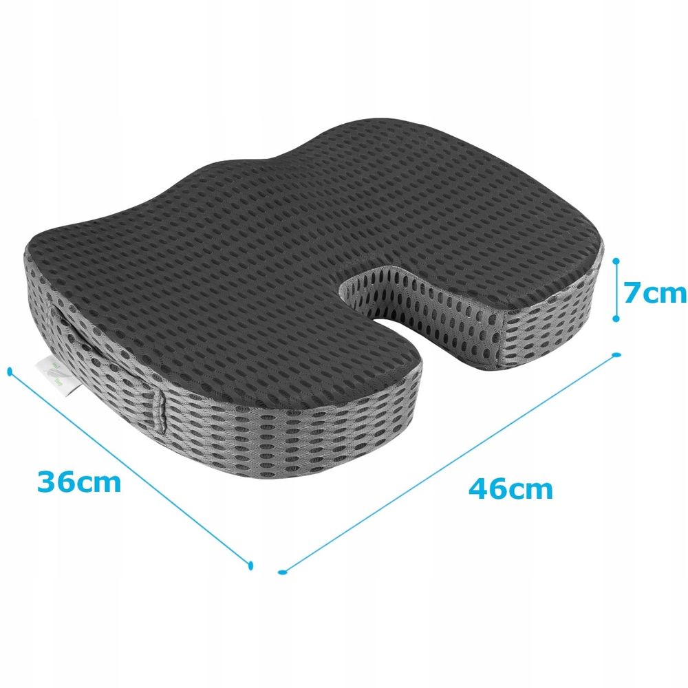 Orthopädisches Sitzkissen aus Memory-Schaum - Schwarz - Ergonomisches Kissen für Sessel, Autositz, Stuhl - Erhöht Sitzkomfort & Entlastet den Rücken