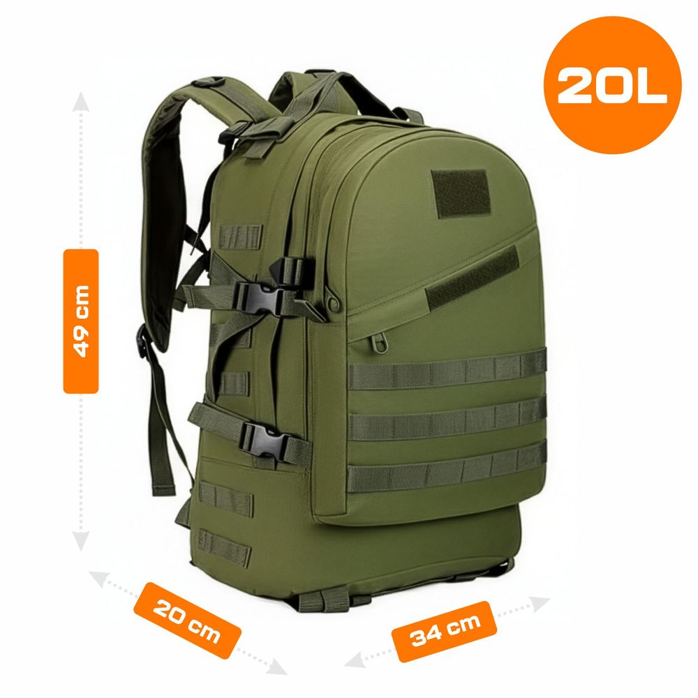 Taktischer Militär Rucksack 20-40L, Outdoor Trekkingrucksack Army Green, Kompakt & Robust für Wandern, ASG & Sport, EVI SPORT Warpack Grün