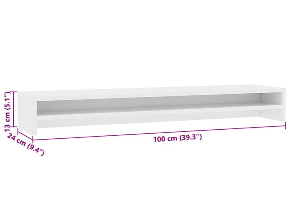 vidaXL Supporto per monitor Bianco 100x24x13 cm Materiale a base di legno
