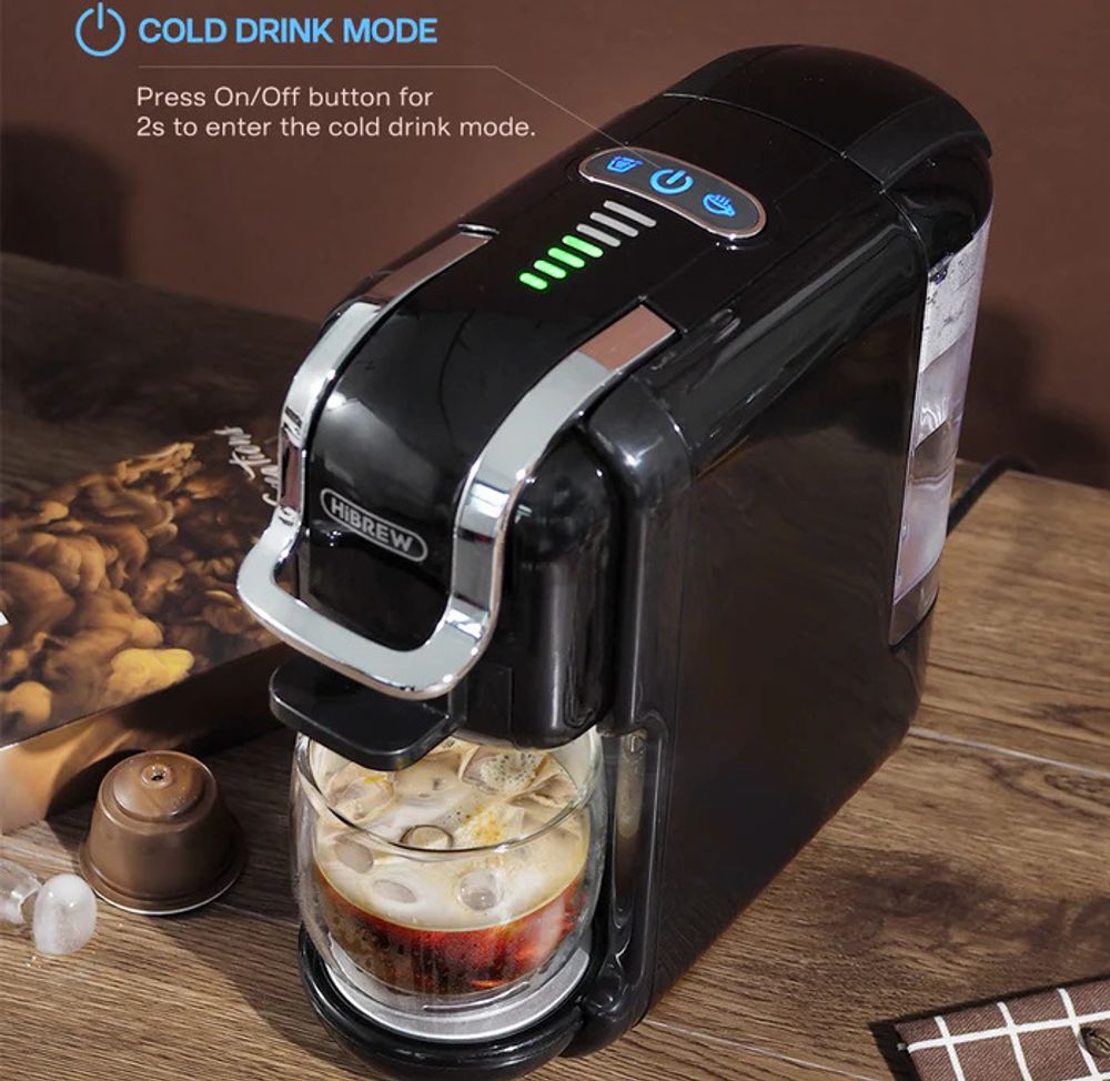 HIBREW H2B Kapselkaffeemaschine, 5 in 1 Multi-Kapsel-Kaffeemaschine, Schwarz