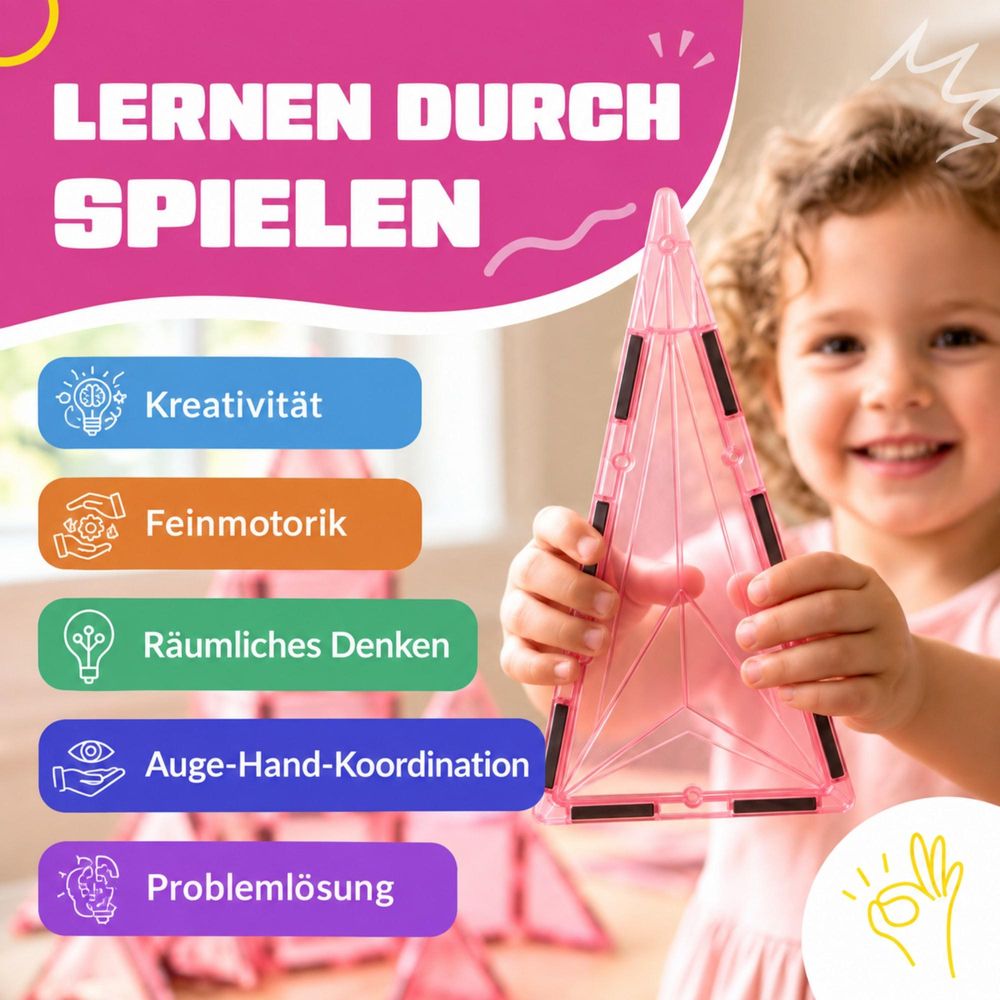 Kind spielt mit magnetischen Bausteinen