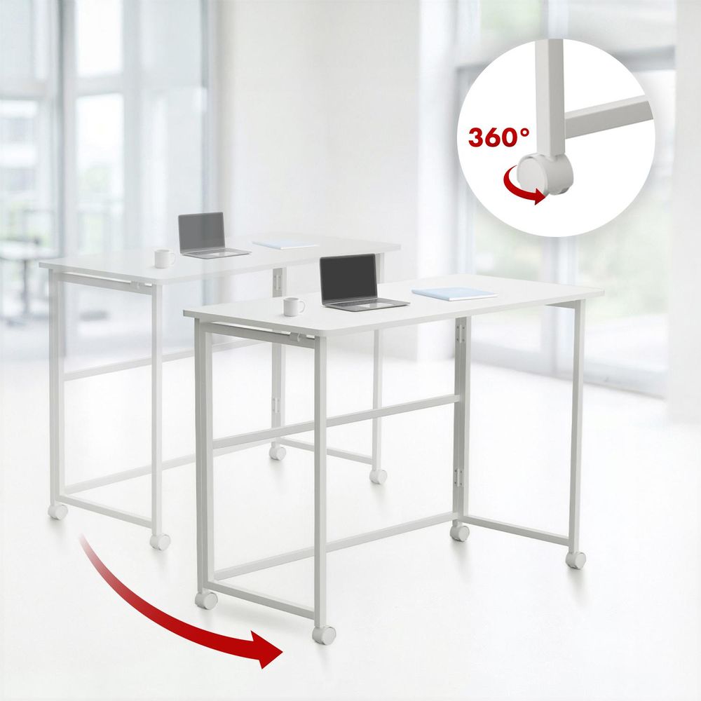 Maclean Klapptisch weiß mobil Platte 100x50cm max. 50kg MC-1250 W