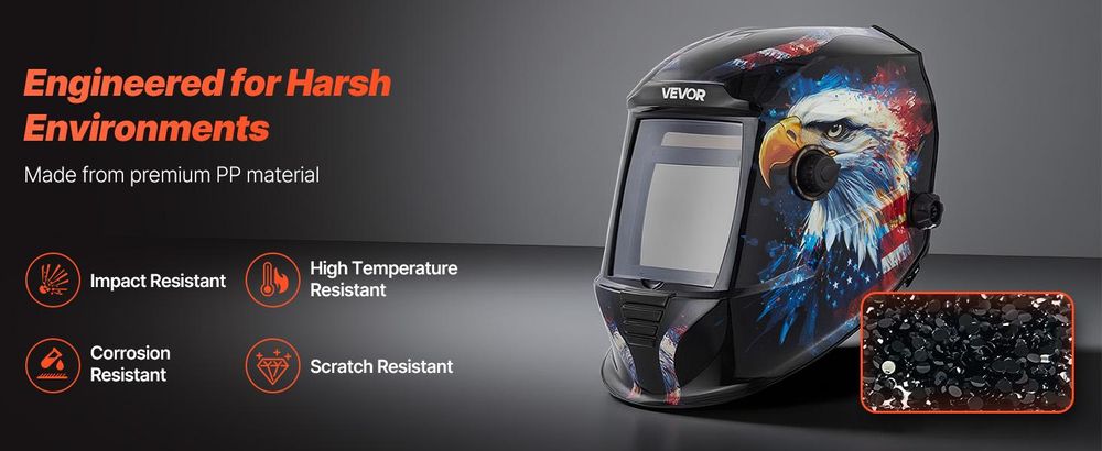 VEVOR Automatik Schweißhelm, 100 x 80 mm True Color, 1/1/1/1 Solar Schweißermaske, 4 Lichtbogensensoren, Schweißschirm DIN 4/5-9/9-13 für WIG MIG ARC Schweißen Schleifen Schneiden – METIS-Serie